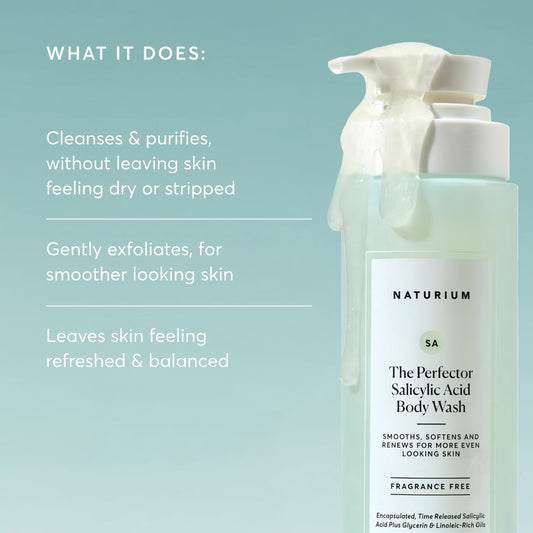 Naturium The Perfector Salicylic Acid Body Wash, Gentle & Smoothing Cleanser, 16.9 fl oz