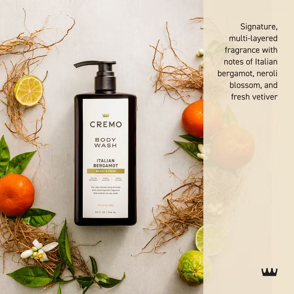 Cremo Italian Bergamot Body Wash - 32 fl oz: Liquid, For Normal Skin, Whole Body, Pump Bottle
