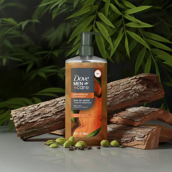 Dove Men+Care Restore Plant Based Body Wash - Sandalwood & Cardamom Oil - 26 fl oz: Paraben-Free, Sulfate-Free, Vegan, Hydrating