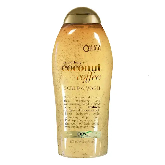 OGX Smoothing+ Coconut Coffee Srub & Wash- 19.5 fl oz
