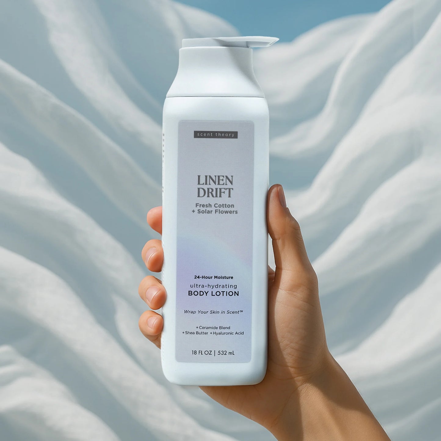 Scent Theory Body Lotion with Shea Butter-  Linen Drift, 18 oz